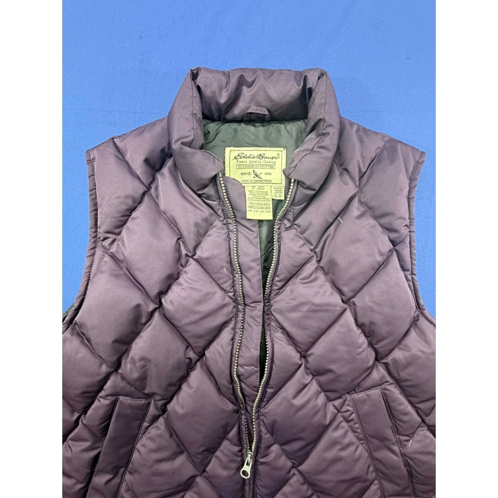 Vintage Eddie Bauer Women Goose Down Puffer Vest Purple Sz Petite Small